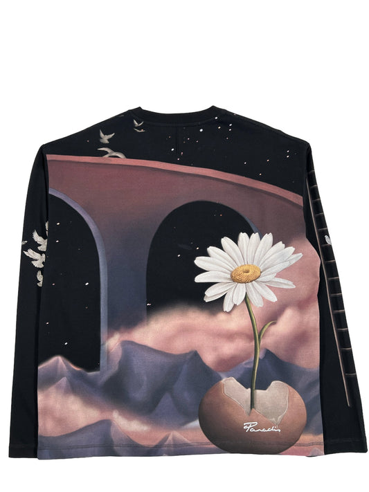 A long-sleeved 3.PARADIS graphic sweatshirt with an oversized print of a flower and a bridge.