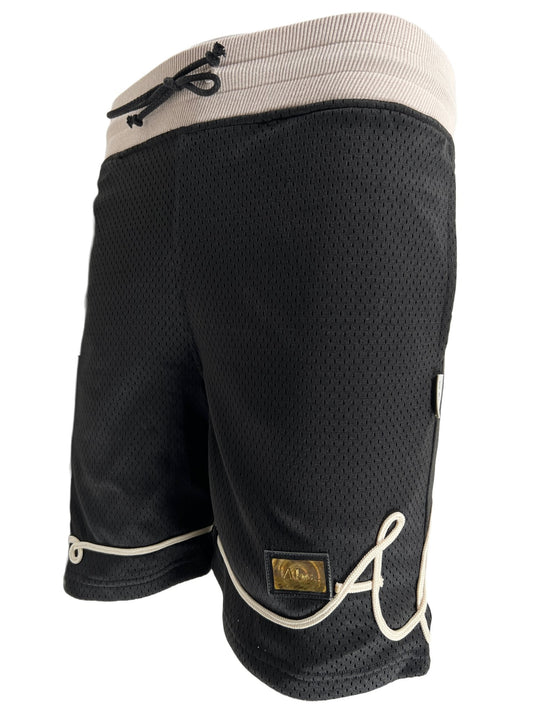 A women's ADVISORY BOARD CRYSTALS SOUTACHE BASKETBALL SHORTS ANTHRACITE BLK.
