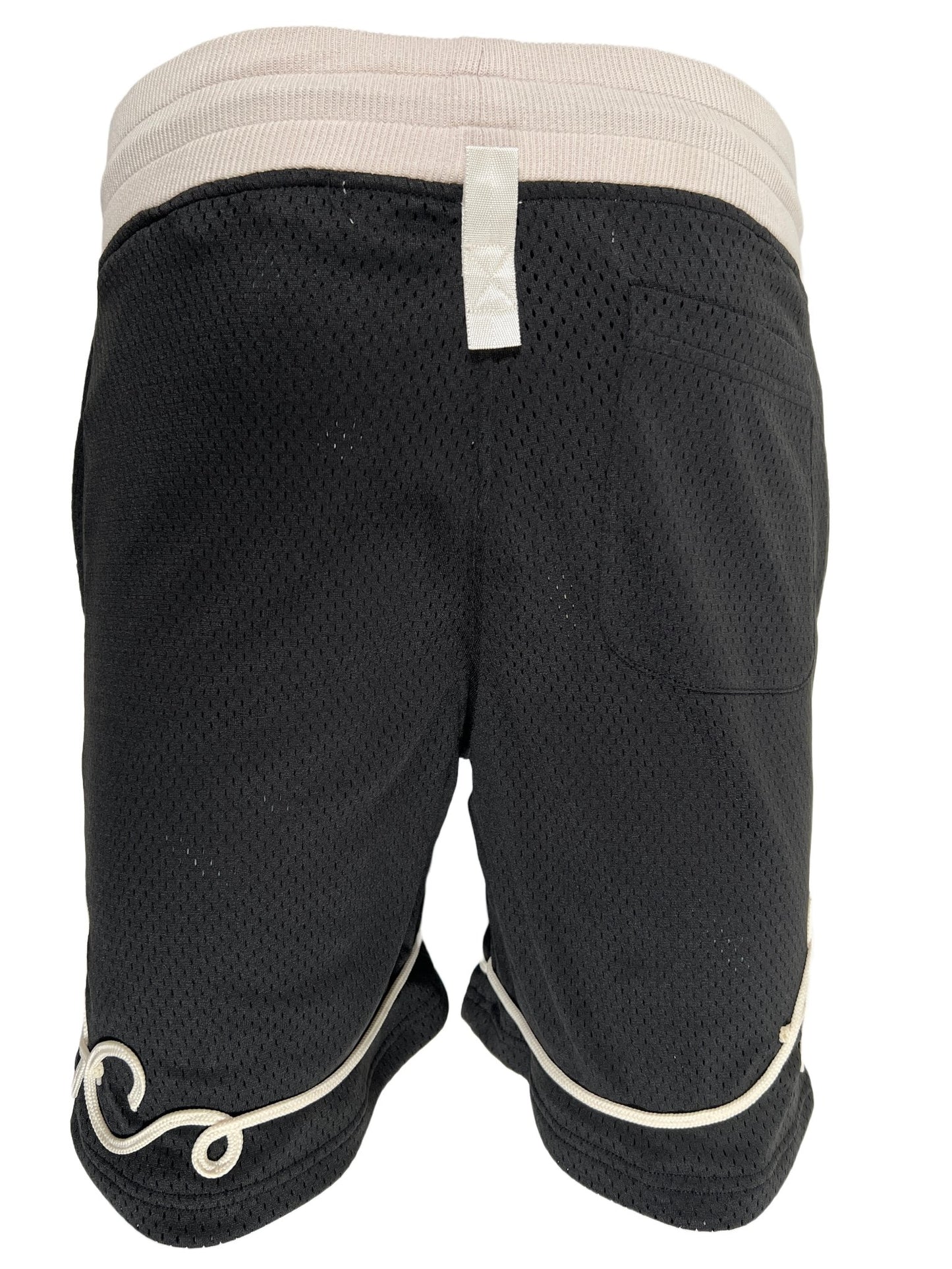 The back view of ADVISORY BOARD CRYSTALS SOUTACHE BASKETBALL SHORTS ANTHRACITE BLK.