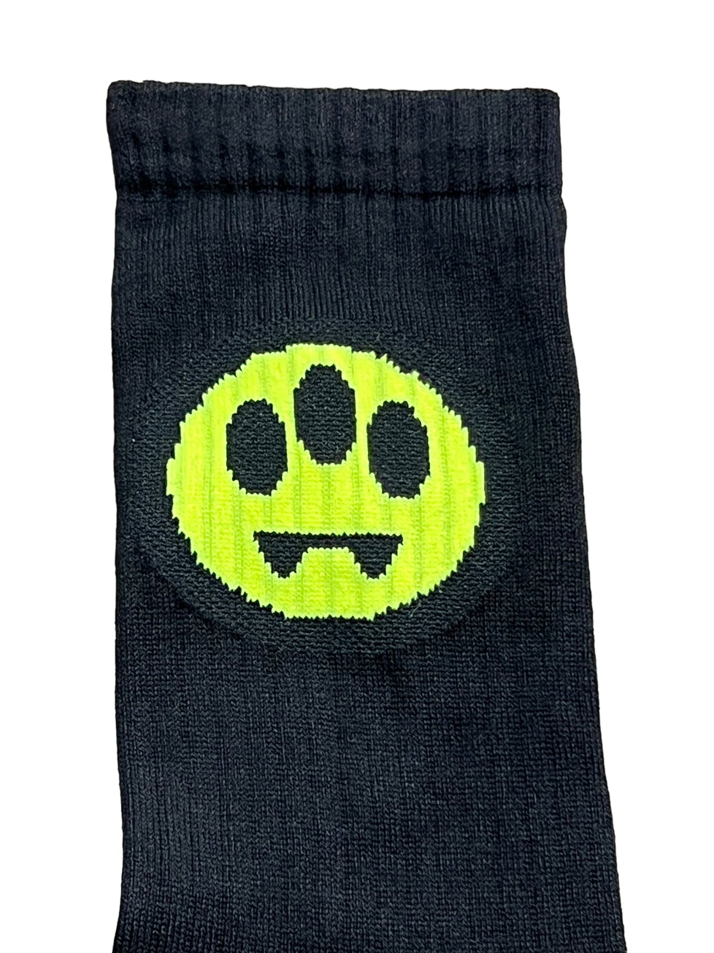 BARROW S4BWUASO140 socks unisex featuring a black design with a neon green paw print on the ankle area, made in Italy.