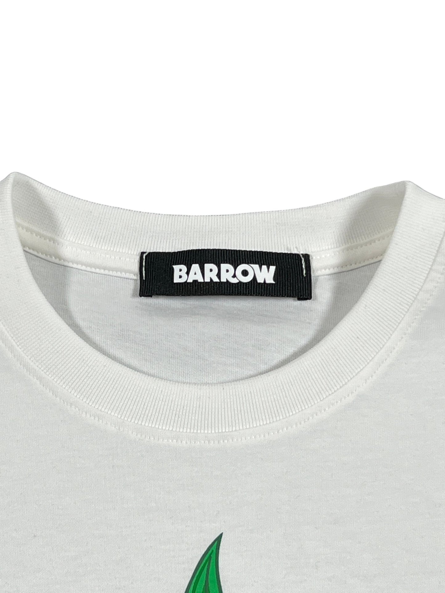 White BARROW S4BWUATH036 JERSEY T-SHIRT UNISEX with a BARROW brand label on the collar.