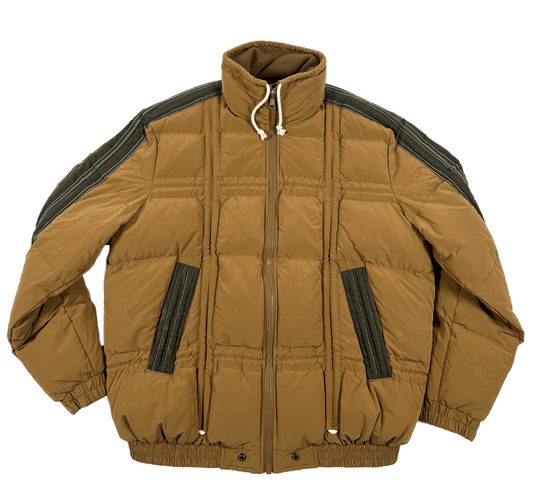 A brown, water-repellent Diesel W-Eric jacket on a blue background.