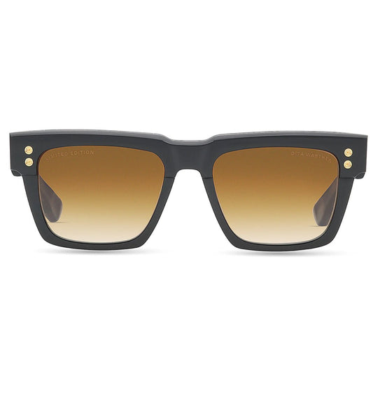 A pair of DITA WARTHEN DTS434-A-01 limited edition black sunglasses with brown lenses.