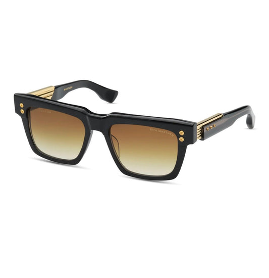 A pair of black DITA sunglasses with gold accents, designed as a Limited Edition by WARTHEN.