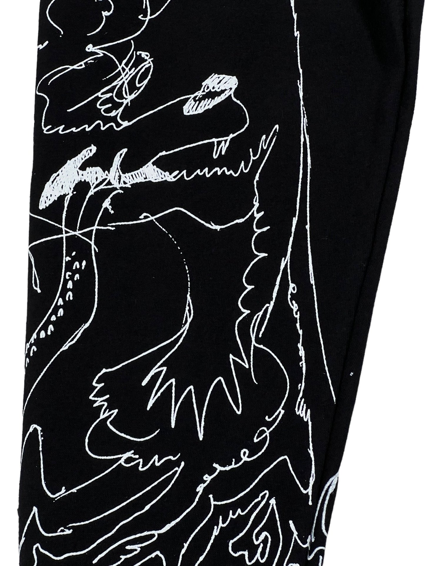 A DOMREBEL HIC long-sleeve t-shirt in black with a drawing of a dragon on it.