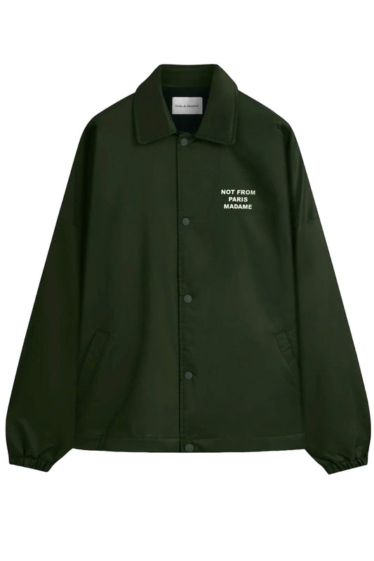 A DROLE DE MONSIEUR jacket made of technical fabric with a white logo on it.