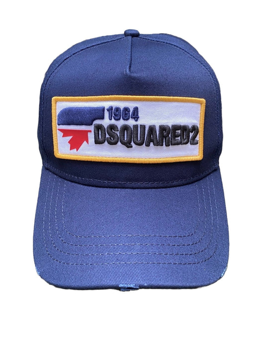A navy blue embroidered DSQUARED2 BCM0563 BASEBALL CAP GABARDINE-NAVY hat.