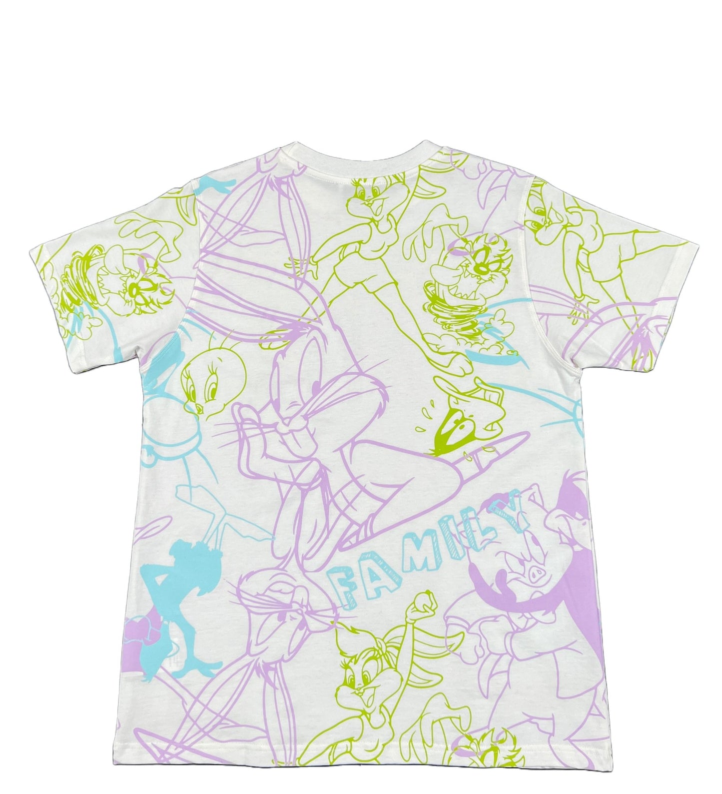 A FAMILY FIRST TS2321 T-SHIRT PALITA WHITE with cartoon characters on it, made in Italy.