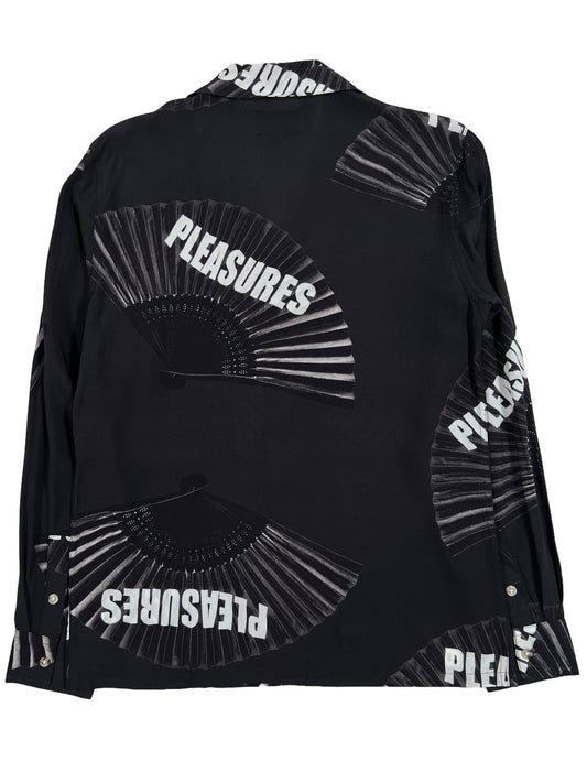 A comfortable PLEASURES black shirt with the word "pleasures" on it.