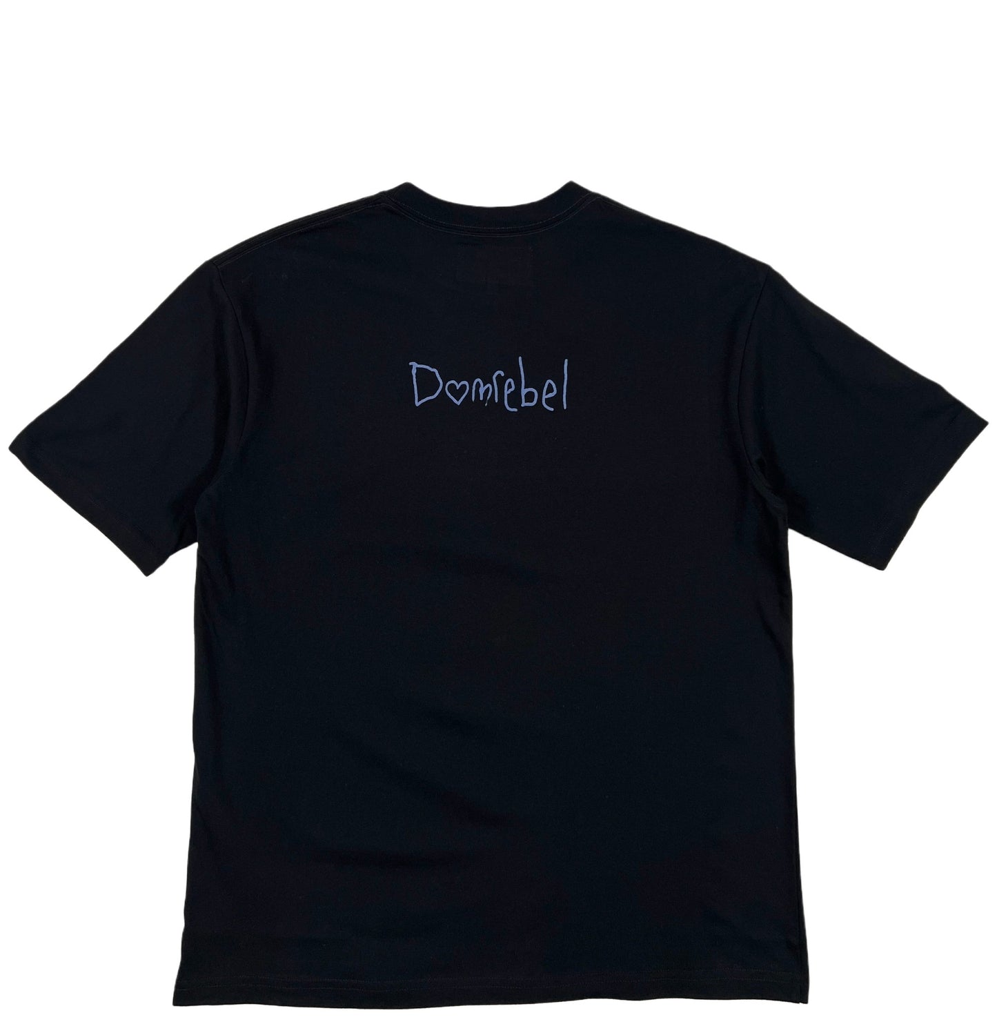 The back of a black DOM REBEL NOOKIE graphic t-shirt that says download.