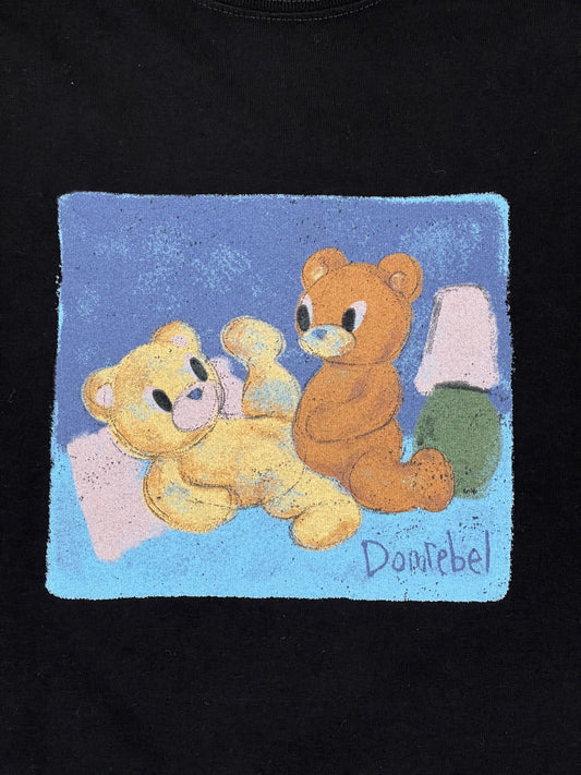 A DOMREBEL NOOKIE T-SHIRT BLACK with two teddy bears on it from DOM REBEL.