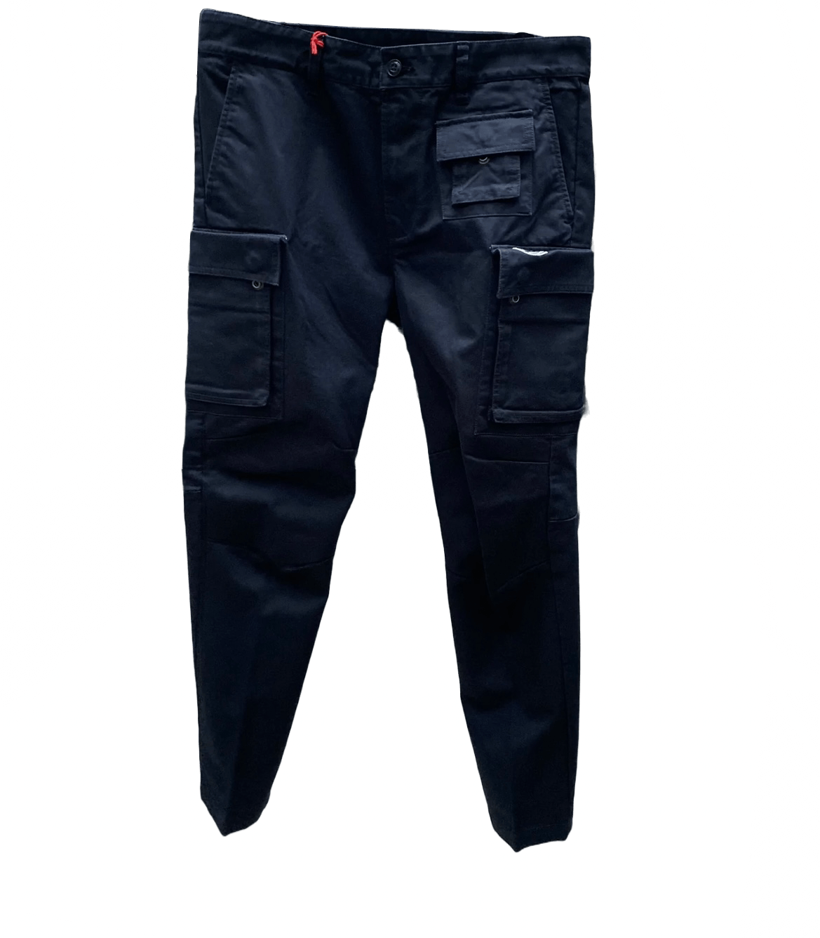 A pair of black DIESEL P-COR-CL pants hanging on a hanger.