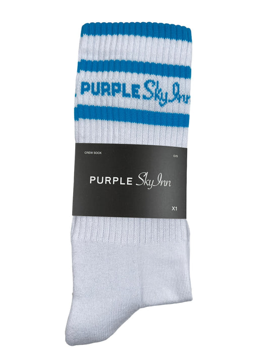 PURPLE BRAND A1001-PBSW Purple x Blue Sky Sock - white/blue with Jacquard Stripe.