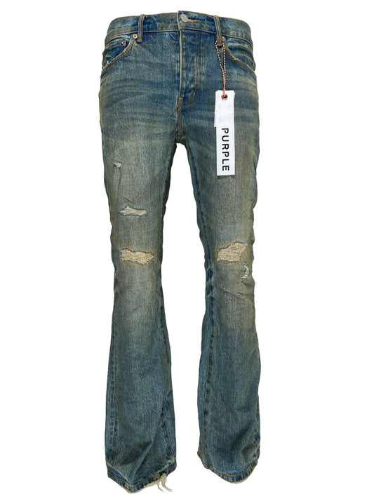 A pair of Purple Brand men's stretch denim jeans with a tag on them.