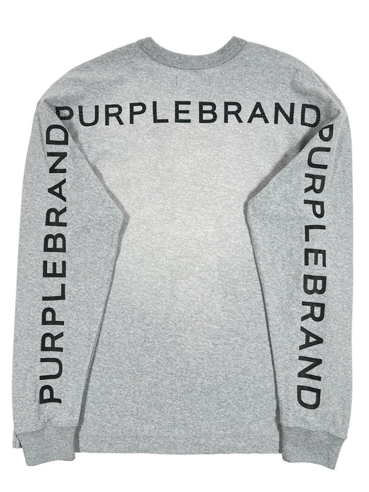 Purple brand P204-JHGW Textured Jersey LS Tee Heather - grey, perfect for casual occasions.