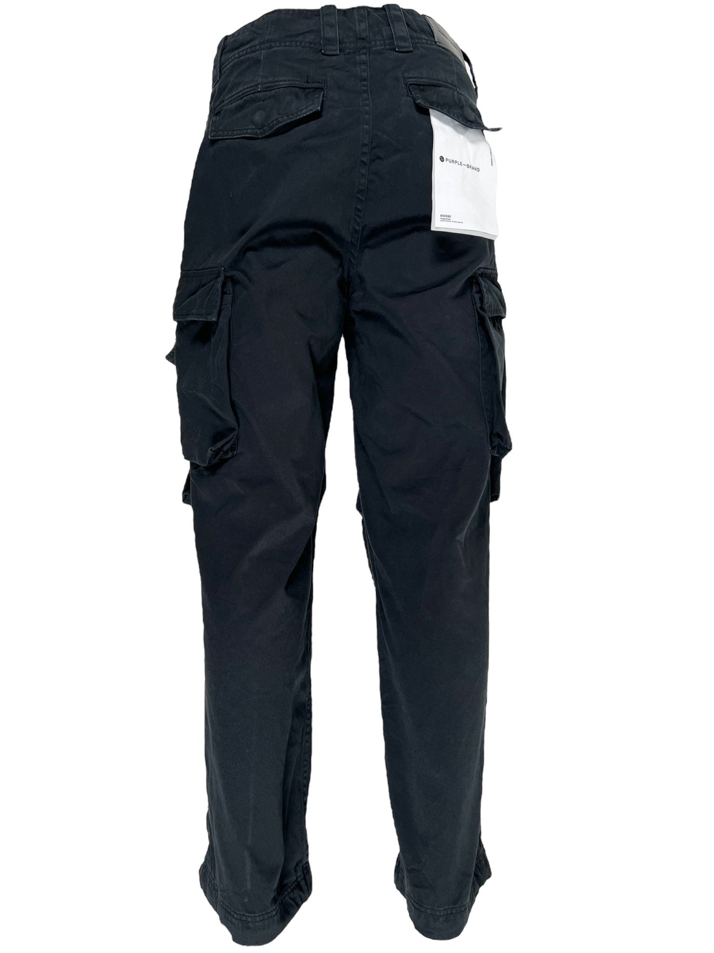 A pair of PURPLE BRAND cargo pants with additional pockets on a white background.