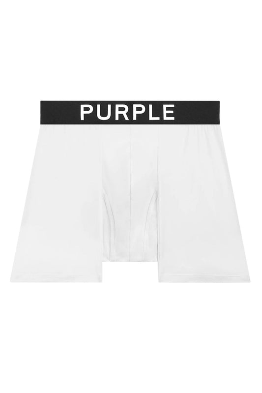 A white PURPLE BRAND P802-MCMG 3 PACK BOXER BRIEFS MULTI with the word "purple" on it.