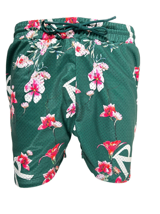 A REPRESENT M09072 FLORAL MESH SHORTS GREEN from Portugal.
