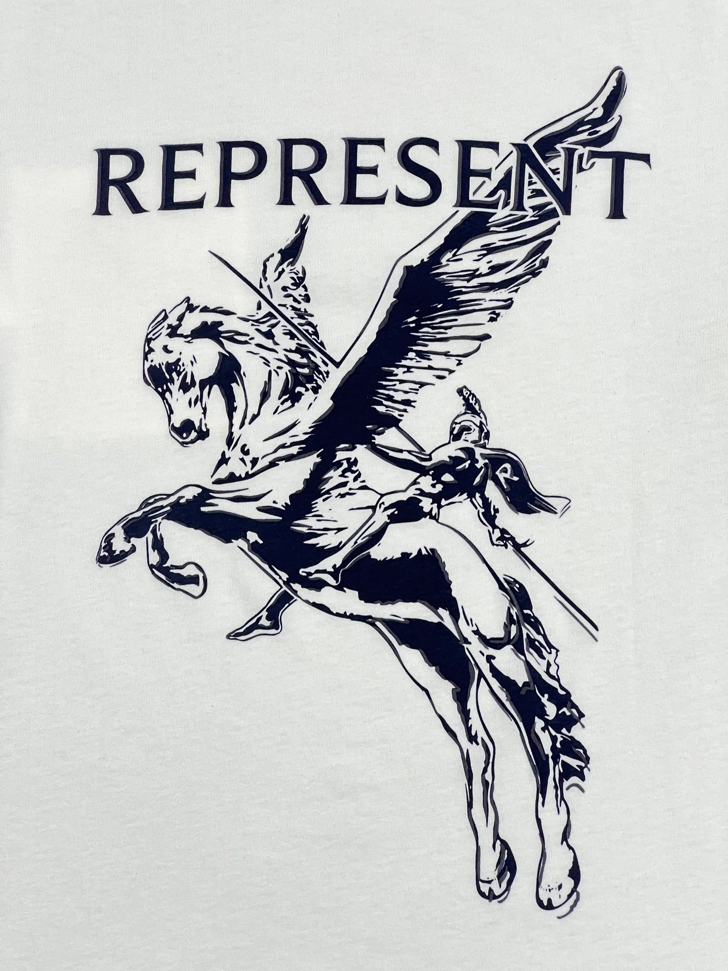 An oversized REPRESENT MT4024-72 MASCOT T-SHIRT WHT with the word "represent" on it.