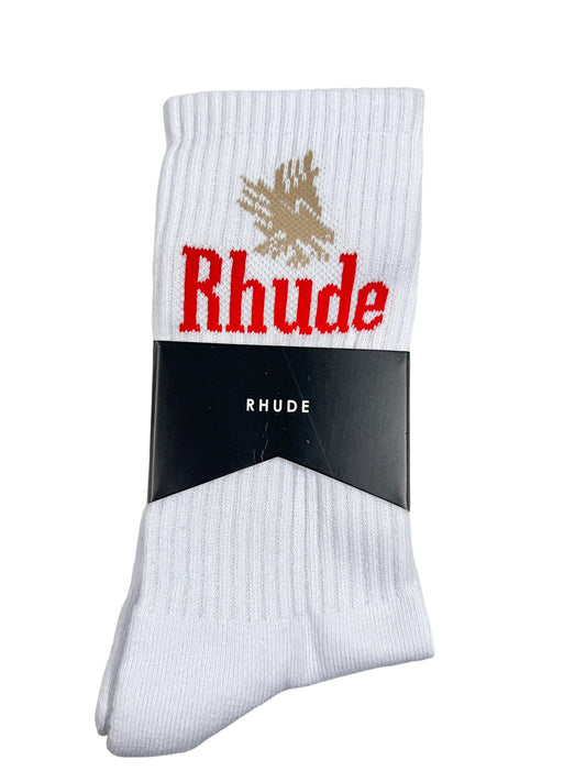 A RHUDE Eagles sock crafted from high-quality material with the word "RHUDE" on it.