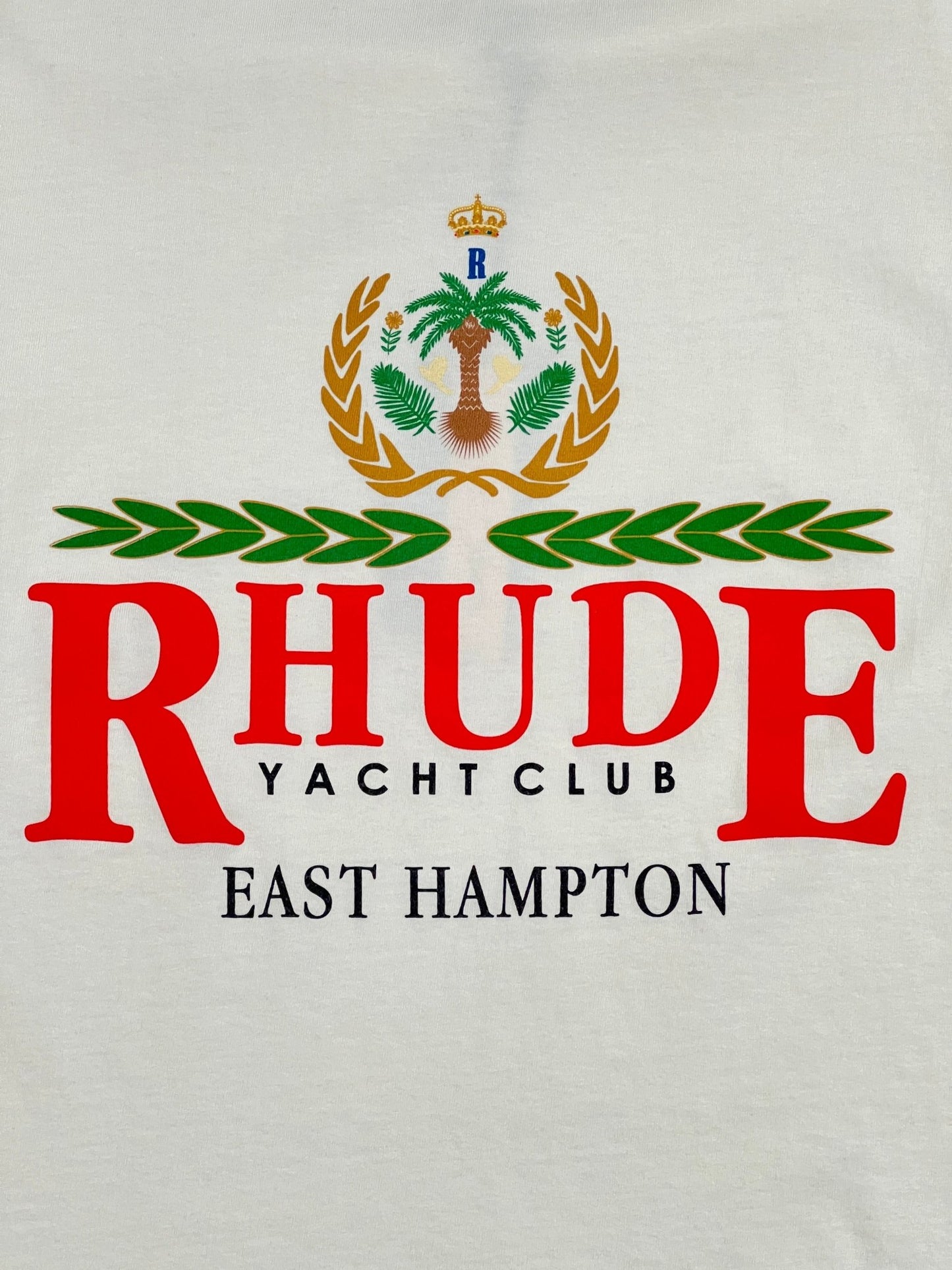 RHUDE EAST HAMPTON CREST TEE WHT made in USA, yacht club east Hampton.