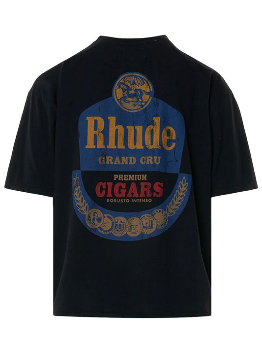 A black cotton tee shirt that says RHUDE Grand Cru Cigars.
Product Name: RHUDE GRAND CRU TEE BLK
Brand Name: RHUDE