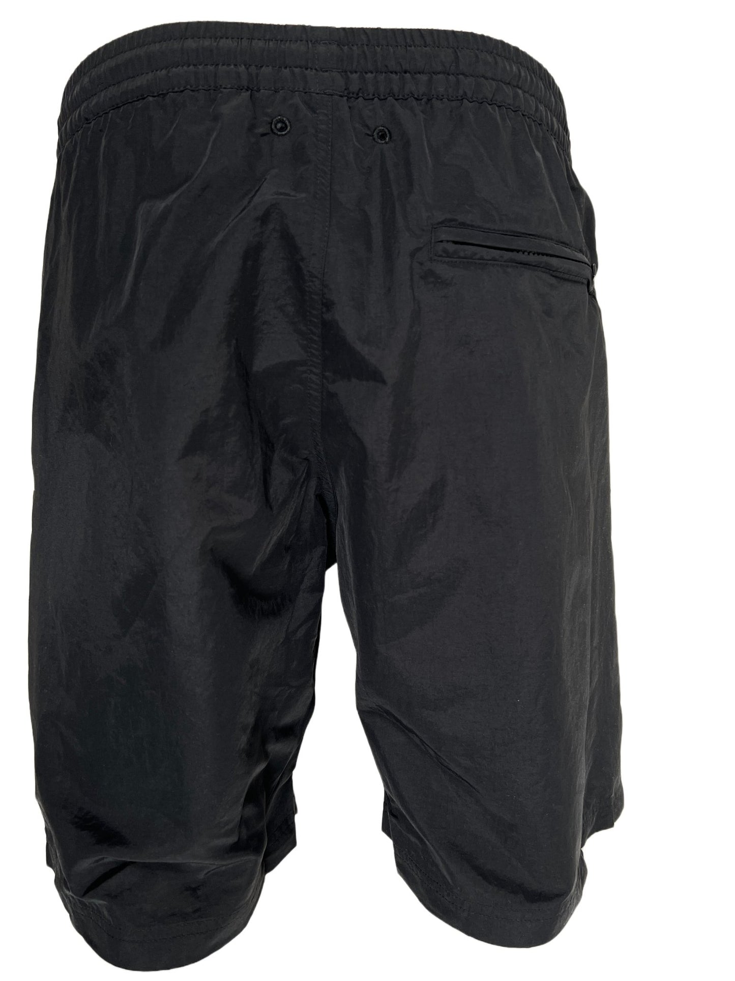 The back view of a black ADIDAS x Y-3 polyester swim shorts.
