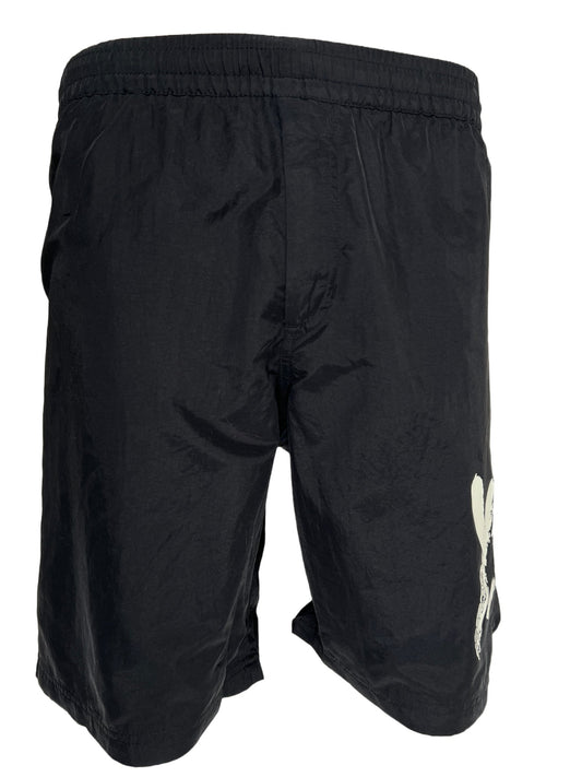 A black polyester Y-3 Shorts IL1788 swim short with a white ADIDAS x Y-3 logo on it.