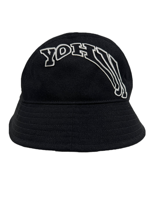 A black ADIDAS x Y-3 IS5223 Y-3 bucket hat with the logo 'hoy' on it.