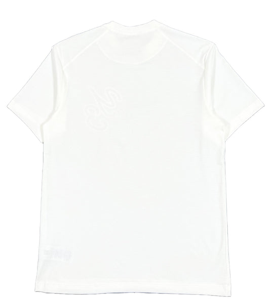 A relaxed fit white Y-3 T-SHIRT IT7522 GFX SS TEE OFF WHITE with a Y-3 graphic logo on it.