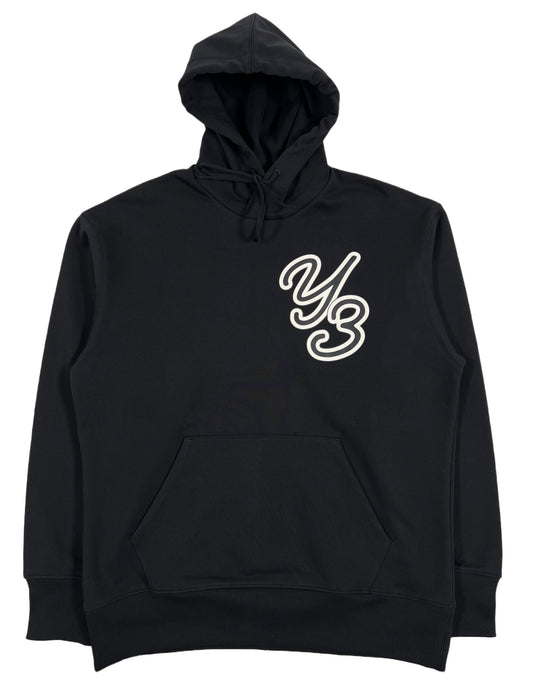A black ADIDAS x Y-3 HOODIE IT7523 GFX HOODIE BLACK with the letter y on it, made of organic cotton.