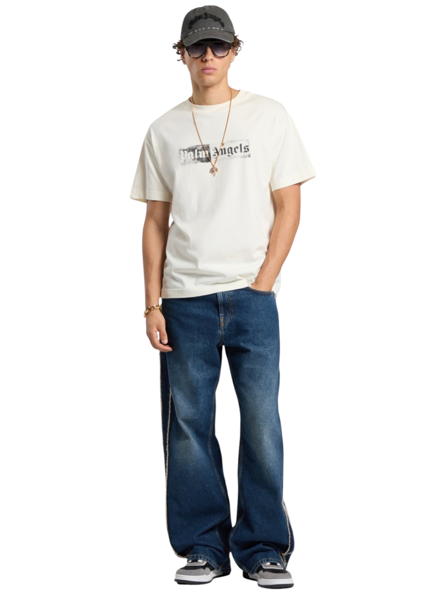 Palm Angels Stamp Logo Regular Tee Off White Black