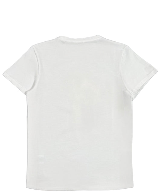 Back view of the Iceberg ICE3MTS02 T-Shirt Flower White by ICEBERG, expertly crafted from 100% cotton, set against a pristine white background.