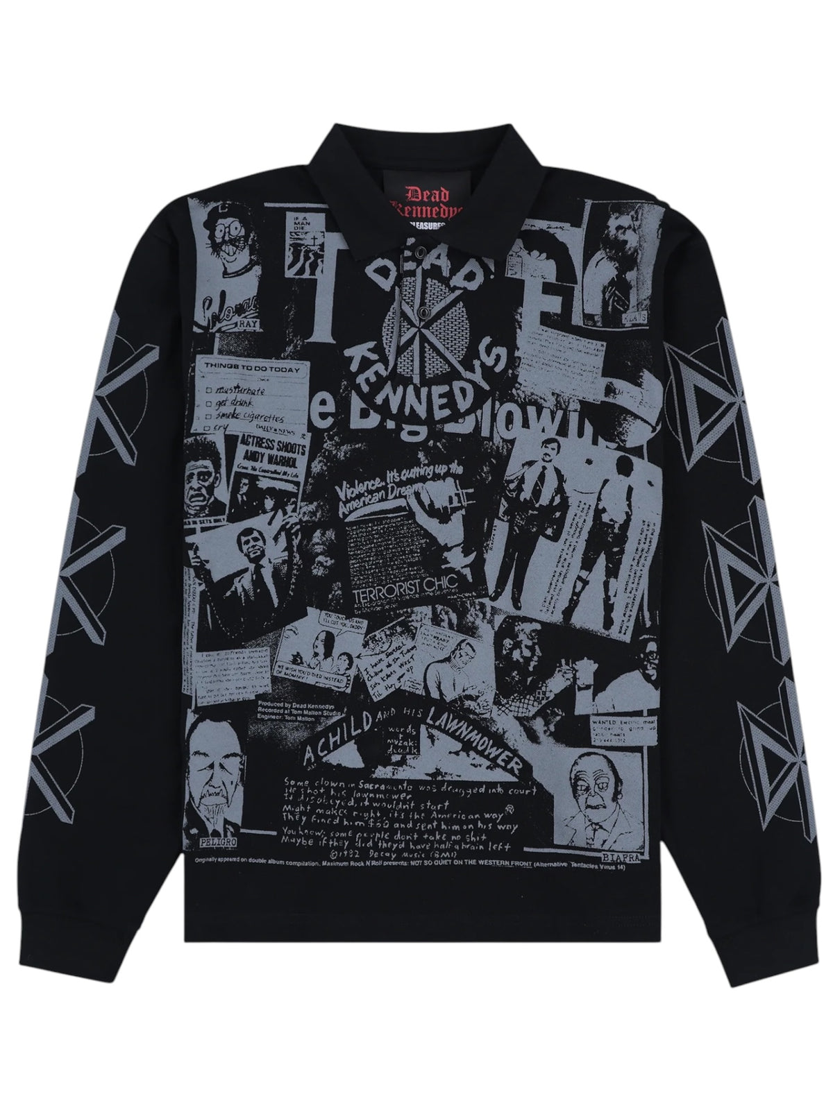 Pleasures P26FDK005 Poster Long Sleeve Polo BLK