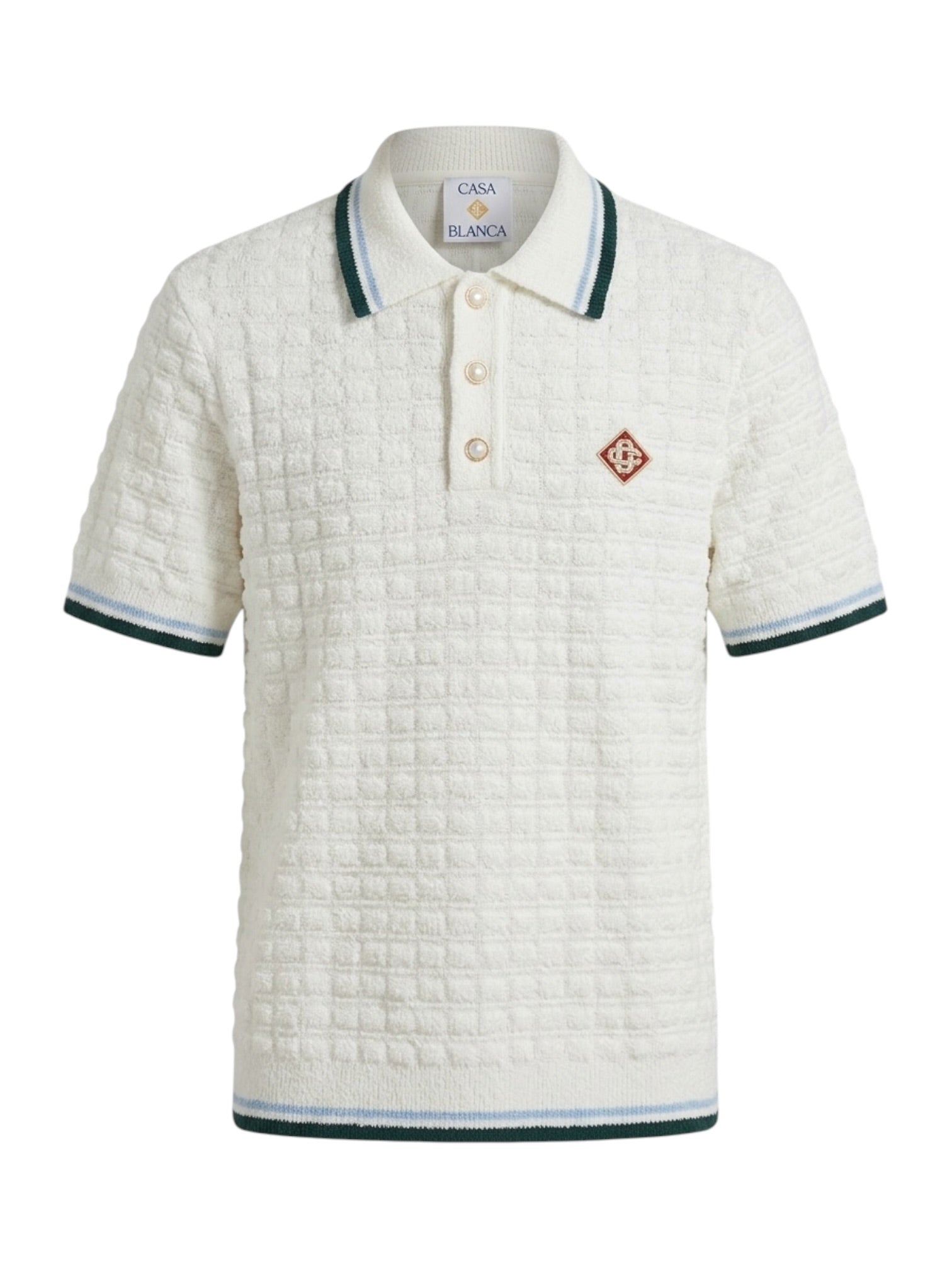 CasaBlanca Boucle Short Sleeve Polo White