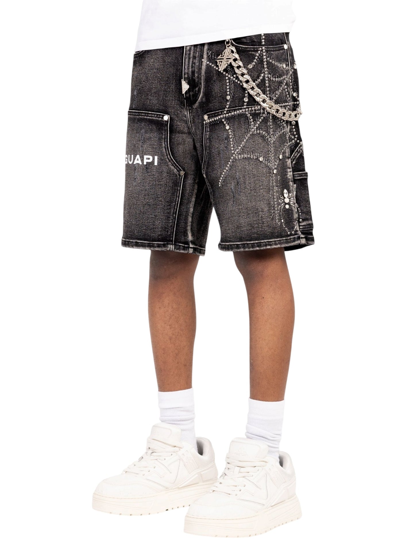 Guapi Obsidian Black Spider Denim Shorts