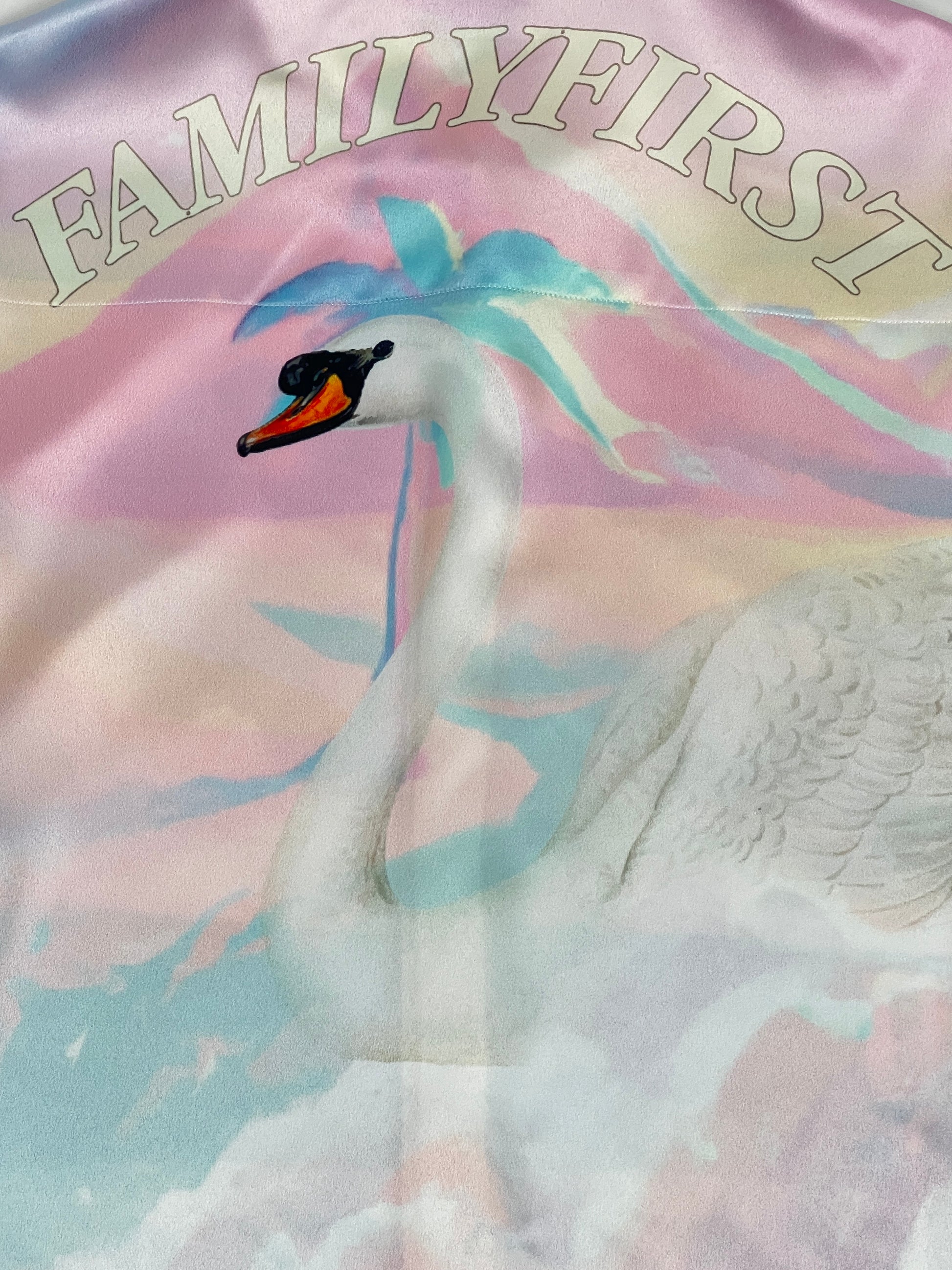 A long sleeve shirt with a swan and palm trees on it, adorned with the motto "FAMILY FIRST.
Product Name: FAMILY FIRST SHS2409 SHIRT DREAMS MC
Brand Name: FAMILY FIRST