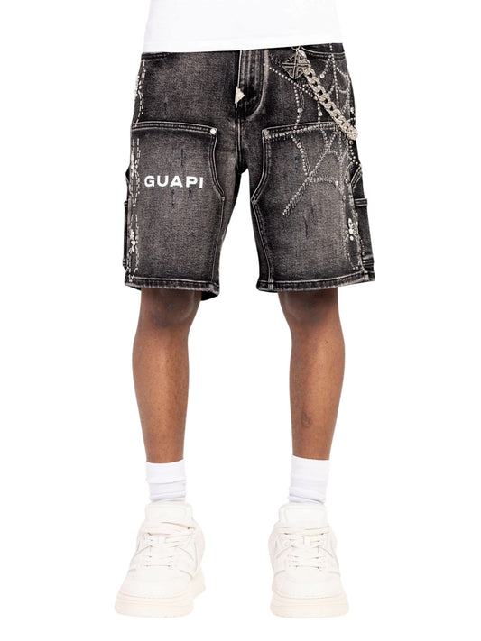 Guapi Obsidian Black Spider Denim Shorts