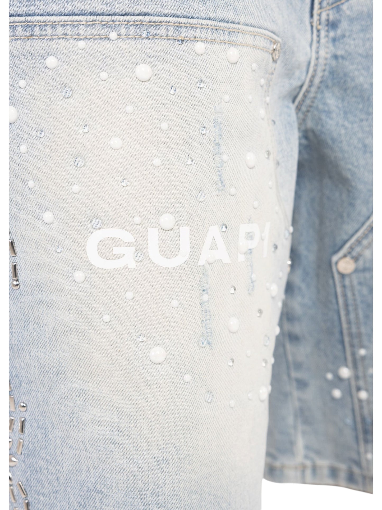 Guapi Aqua Blue Spider Denim Shorts