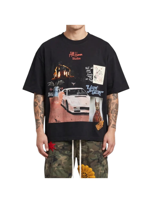 All Human White Ferrari T-shirt Black