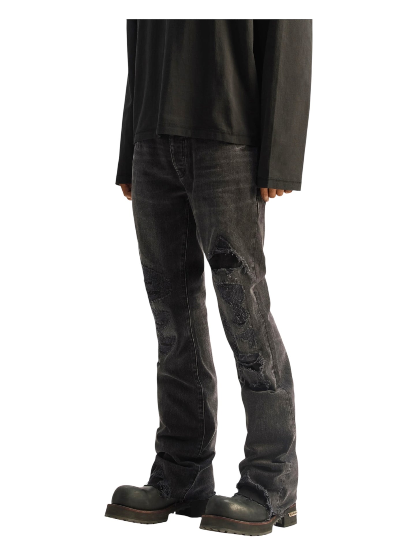 Purple Brand P004-VHDB426 Vintage Heavy Destroy Black