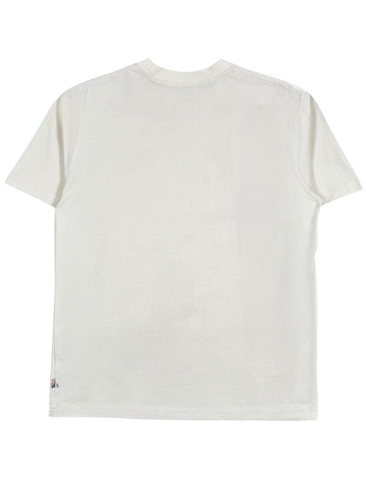 The Honor The Gift A-Spring HTG Los Angeles SS Tee Bone is displayed from the back, showcasing short sleeves and a round neckline. Crafted by HONOR THE GIFT from 100% cotton, it combines comfort and style with its minimalist design.