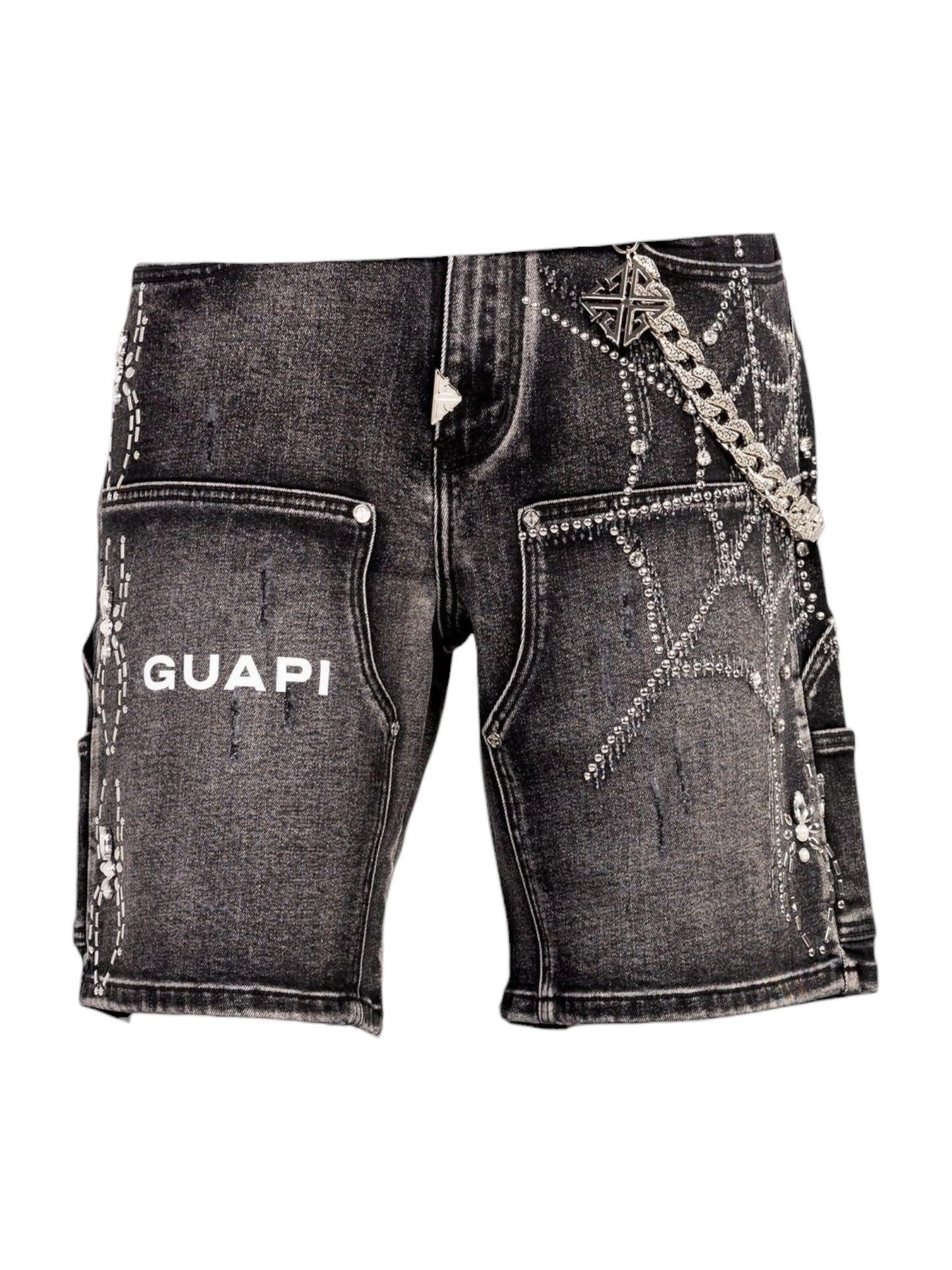 Guapi Obsidian Black Spider Denim Shorts