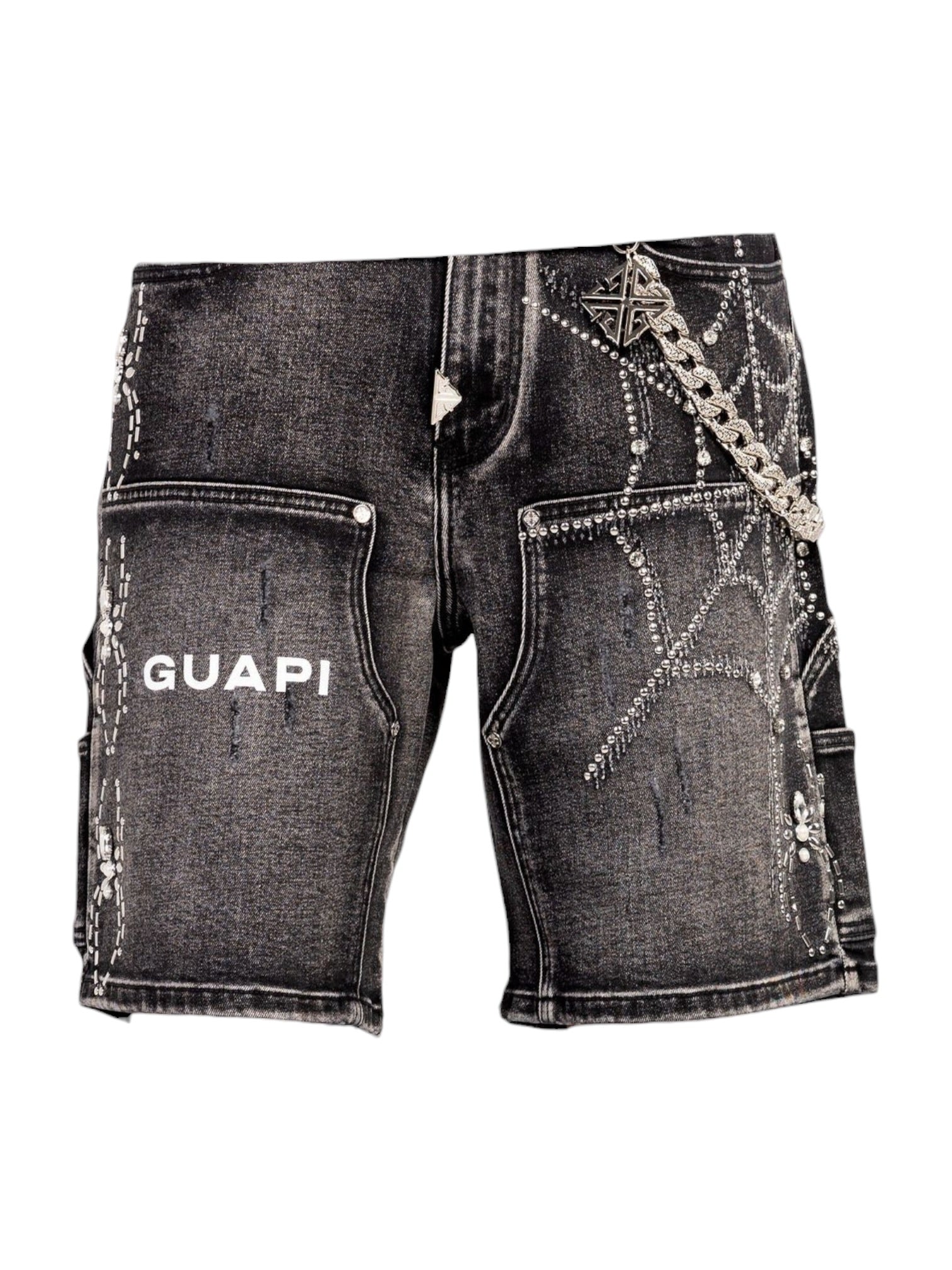 Guapi Obsidian Black Spider Denim Shorts