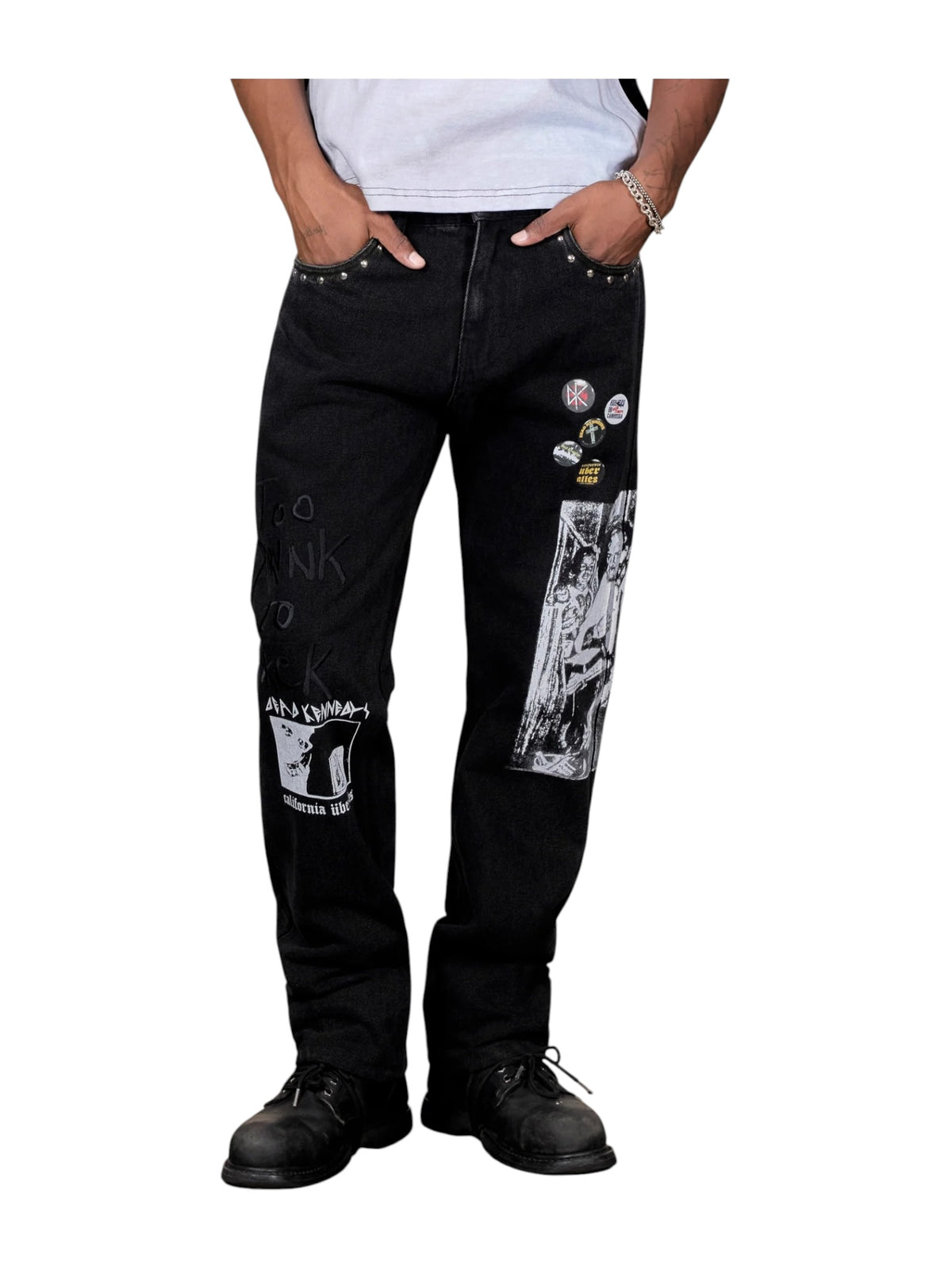 Pleasures P26F041 DIY Straight Leg Pants  BLK