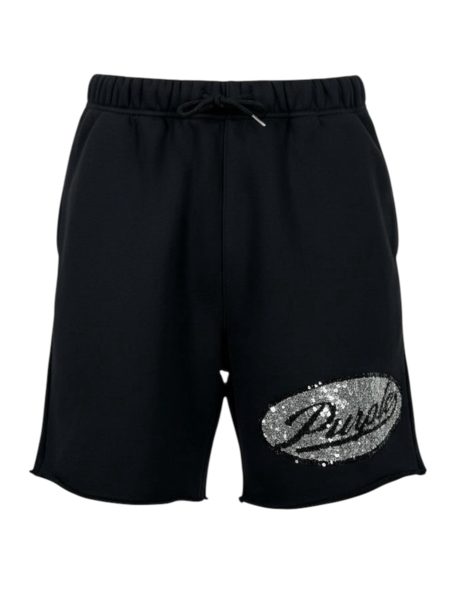 Purple Brand P446-HWSQ226 Hwt Fleece Raw Hem Short Black