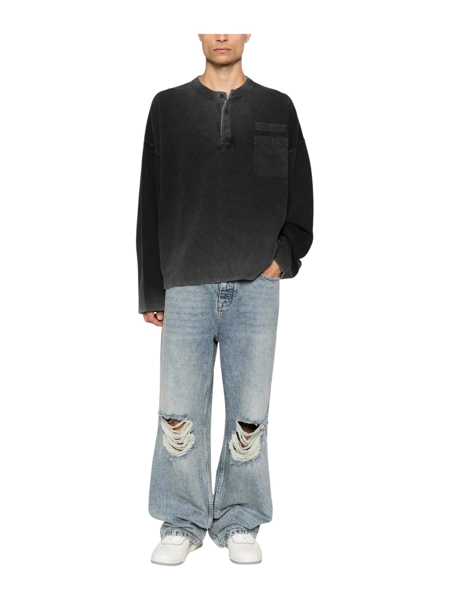 Represent MLM100907-06 Henley Sweat Vtg Black
