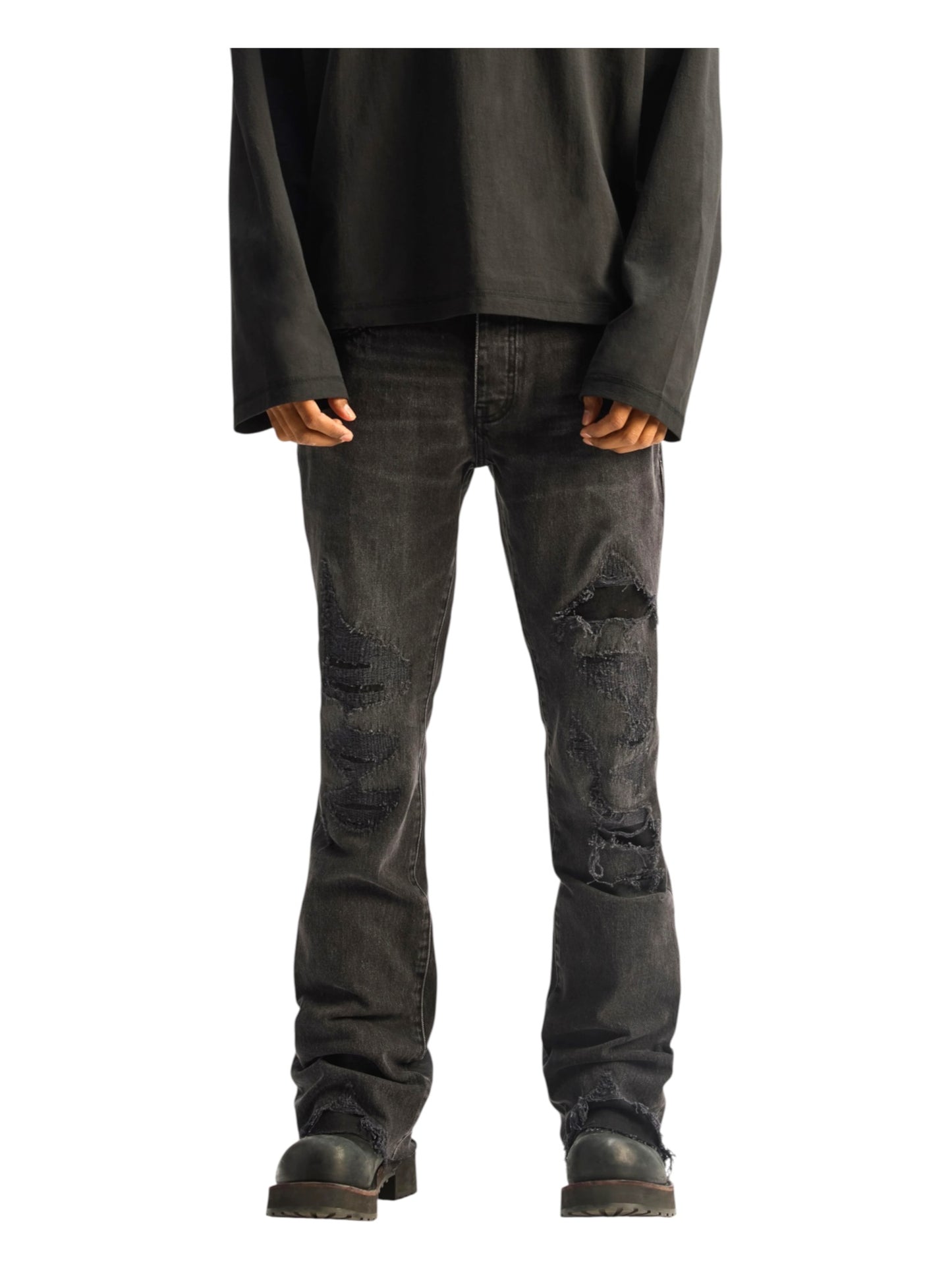 Purple Brand P004-VHDB426 Vintage Heavy Destroy Black
