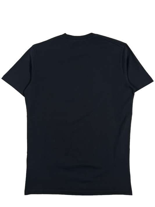 DSQUARED2 S74GD1219 COOL FIT TEE BLACK: Plain black, 100% Cotton t-shirt displayed on a black background.