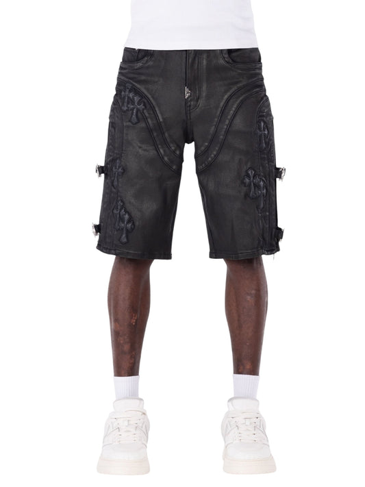 Guapi All Black Cross Buckle Shorts